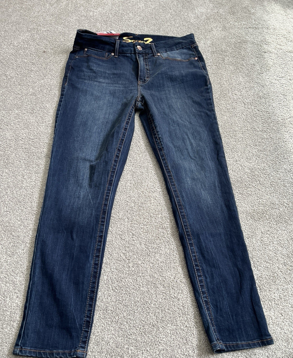 Seven 7 Jeans Avalon Womens SIze 14 Blue Denim Pants Tummy Slimming Conrol Panel
